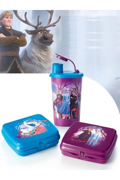 Tupperware Frozen Glass Water Bottle and Sandwich Box Set