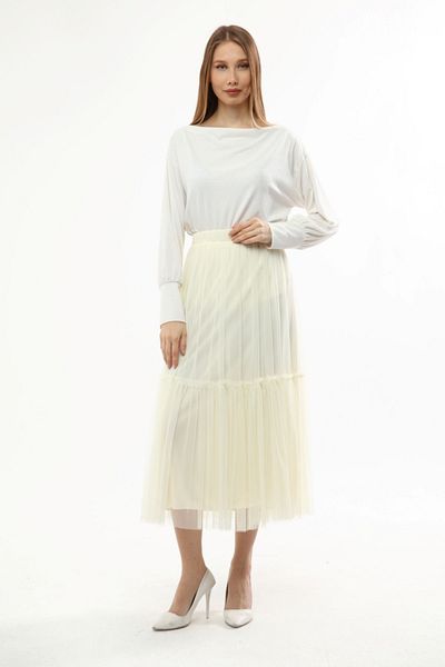 Asees Elastic Gathered Tulle Skirt