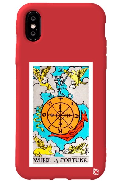 WANNA PROTECT iPhone XS Red Premium Velvet Inside Tarot Fate Patterned Silico...