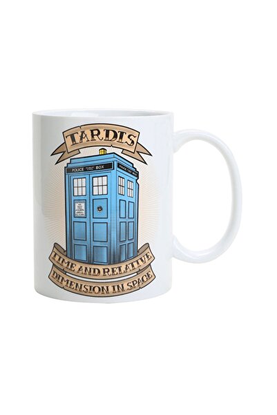 ART HEDİYE كوب Tardis Time and Relative مطبوع على الجانبين