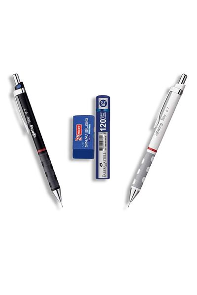 Rotring Tikky School Set - 0.7 mm 2 Pieces of Versatil Pencil, +1 Eraser and +1 Tip 120 Pieces