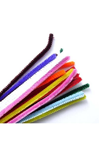 HOBBYRONS 50 Adet Şönil Renkli Tüylü Peluş Tel Çubuklar