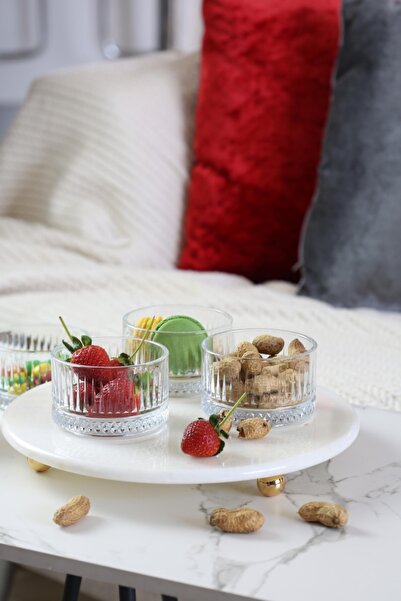 Akayev Elysia 4-Piece Jam Holder with Marble 25 cm Gold Bead Legs