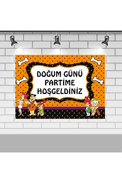 Parti Furyası Taş Devri Tema Doğum Günü 70x100 Cm Taş Devri Tema Doğum Günü K...