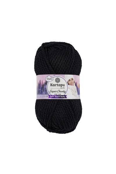 Kartopu Super Chunky K940 Siyah Kalın Kışlık Yünlü El Örgü Ipliği 100 Gr