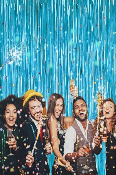 Huzur Party Store Metalik Kendinden Yapışkanlı Folyo Mavi Arka Fon Perde Süsü...