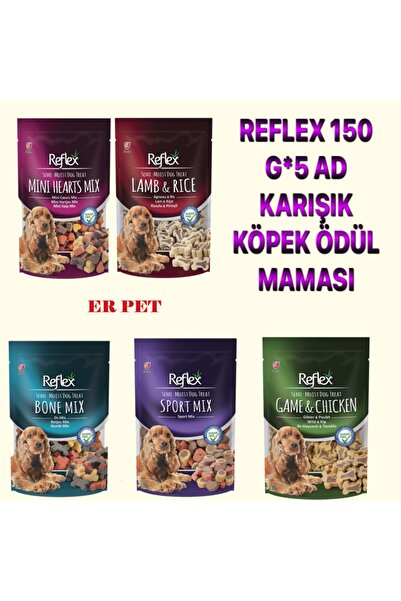 Reflex Karışık Renkli Mini Kalpli Yarı Yumuşak Köpek Ödül Maması 150gr*4 Ad