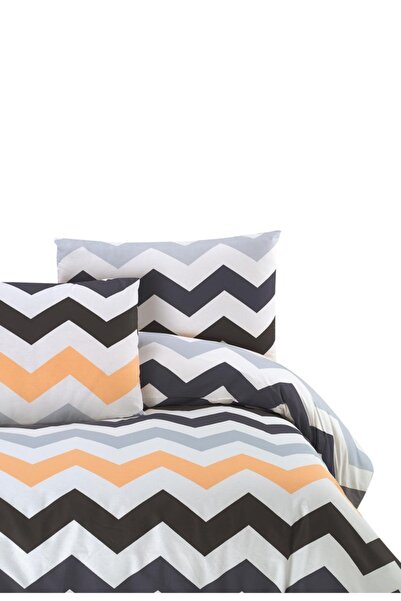 Menderes Home Ranforce Zigzag Orange Cotton Collection - Bračni Navlaka za po...