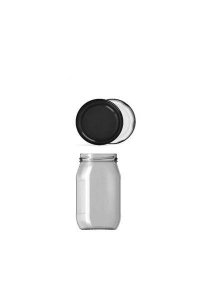 Paşabahçe Glass Jar 370 Cc 6 Shapes with Black Lid