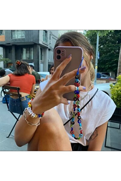 platin hediyelik Renkli Nazar Boncuğu Telefon Askısı Telefon Charmı