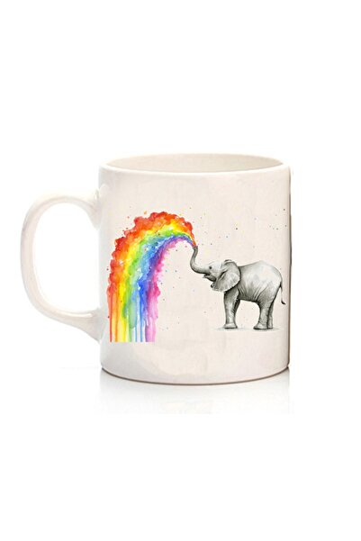 ART HEDİYE Rainbow Elephant Two Side Printed Mug
