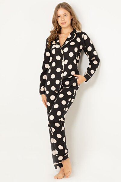Doremi Polka Dot Natural Viscose Soft Buttoned Pajama Set