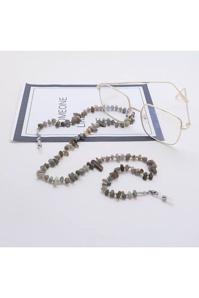 platin hediyelik Labrodite Stone Natural Stone Sunglasses Chain Beaded Glasses Lanyard Strap