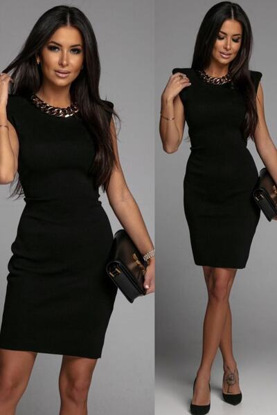 missamour Black Padded Camisole Knitted Dress
