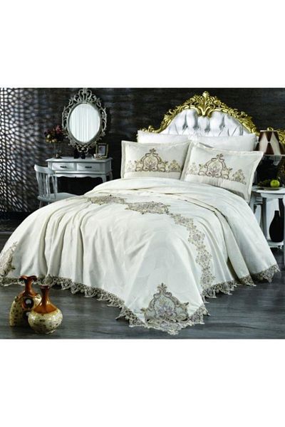 Finezza Esin Luxury Laced Poly/Cotton Fabric Cream/Cream Pique Set 6 Pieces - 149