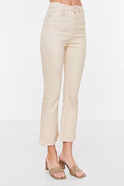 Trendyol Collection Stone High Waist Crop Flare Jeans TWOSS22JE0137