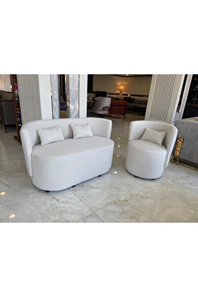 hoom concept Relax Beyaz Teddy 2' Li Koltuk Takımı + Berjer Takımı