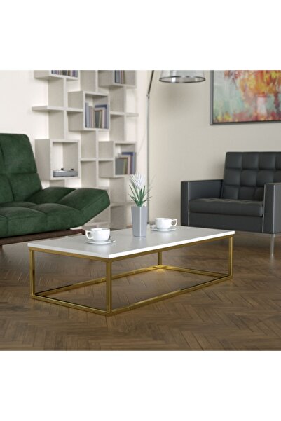 Evka Potrica Orta Sehpa Pirinç Ayak Beyaz Lake Tabla