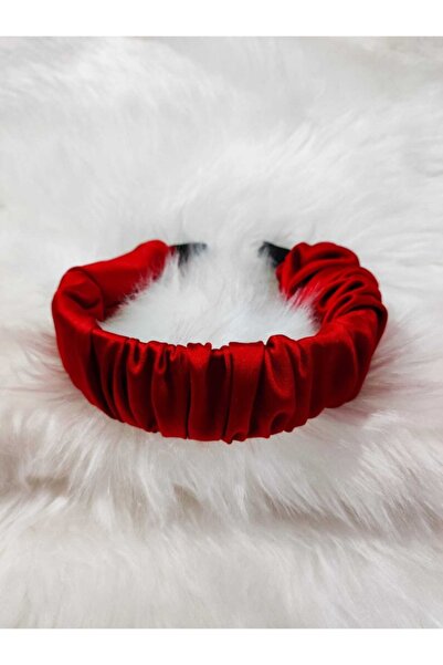 elvin aksesuar Red Color Satin Gathered Crown