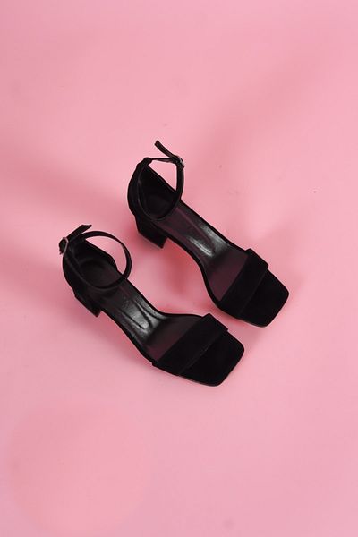 DİVOLYA Aston Black Suede Single Strap Low Heeled Casual Shoes