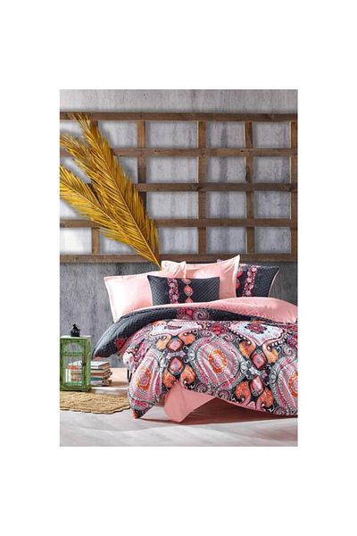 Cotton Box Satin Line Double Duvet Cover Set Luisa Pudra