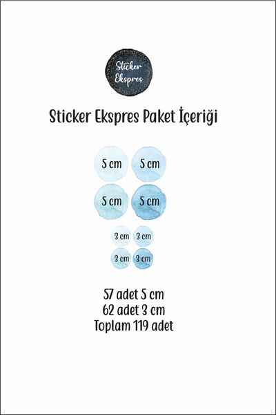 Sticker Ekspres Set de autocolante de perete cu buline acuarelă albastru deschis de 5 și 3 cm