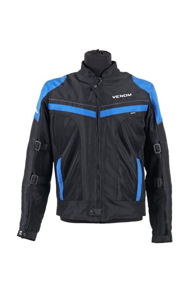 VENOM Dynamic Pro Dört Mevsim Korumalı Motosiklet Montu Mavi Siyah