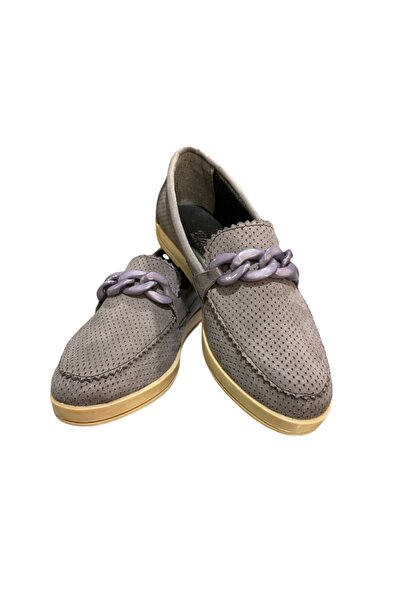 Podyum Kadın Günlük Gri Renk Babet A1011