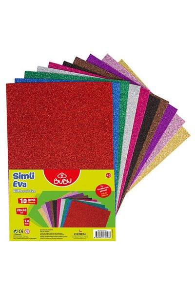 Bubu 10 Colored Eva Glitter 20X30 cm - 1.8 mm