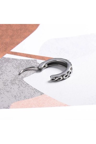 northstarshop Vintage Antique Design Ring Snap 316l Men's Steel Earring (single)