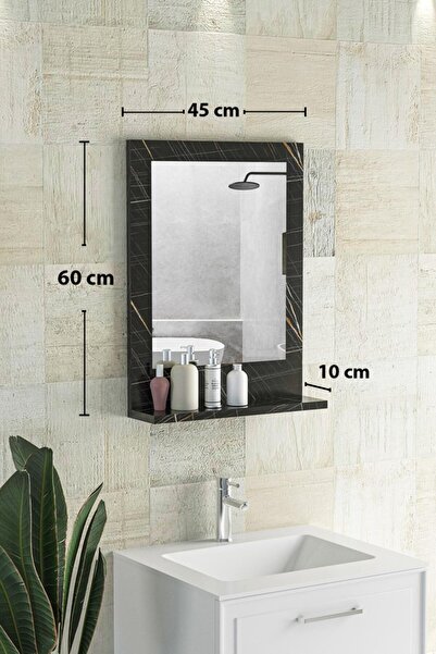 Resmo Verona 45x60cm Sonata Raflı Banyo Aynası Wc Koridor Duvar Salon Ofis Yatak Odası Boy Ayna