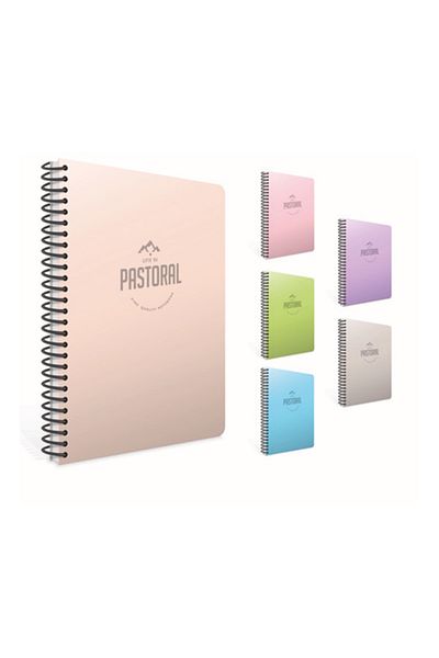 Gıpta Pastoral A4 Spiral PP Plastic Cover Notebook 96 Sheets Checkered Pack of 4