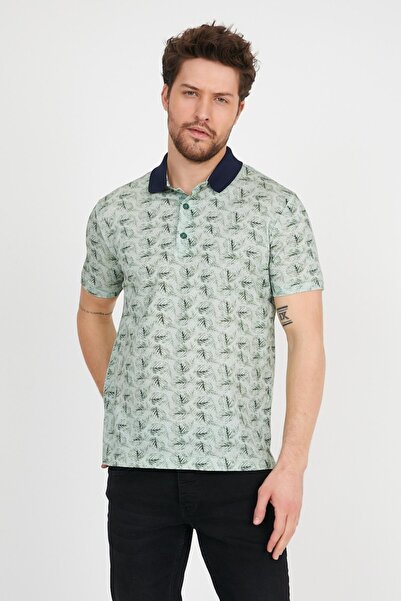 ENQUE تي شيرت رجالي أساسي بأكمام قصيرة ورقبة بولو باللون الأخضر