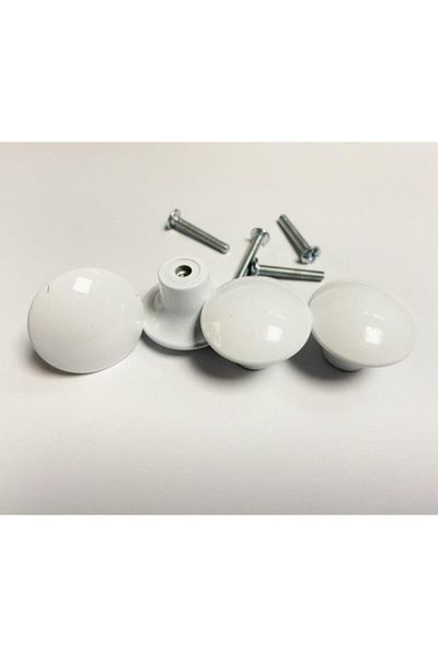 ÇELİKEL Plastic White Handle 16 Pieces Button Mushroom Handle
