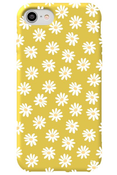 WANNA PROTECT iPhone 7 Yellow Color Premium Daisy Patterned Silicone Phone Ca...