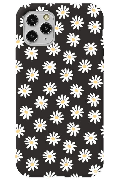 WANNA PROTECT iPhone 11 Pro Max Black Color Premium Velvet Daisy Patterned Si...