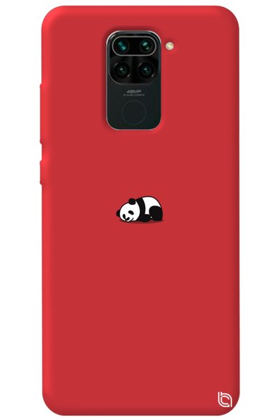 WANNA PROTECT Xiaomi Redmi Note 9 Red Color Premium Velvet Panda Patterned Si...
