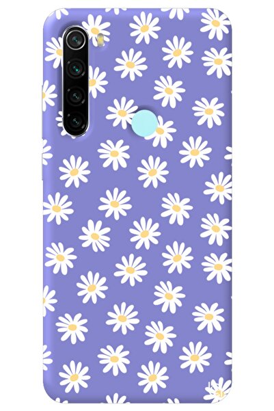 WANNA PROTECT Xiaomi Redmi Note 8 Lila Renkli Premium Içi Kadifeli Papatya De...