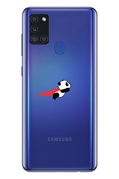 WANNA PROTECT Samsung A21s Panda Desenli Desenli Şeffaf Silikon Telefon Kılıfı