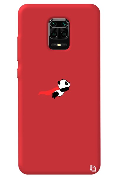 WANNA PROTECT Xiaomi Redmi Note 9 Pro Red Color Premium Velvet Panda Patterne...