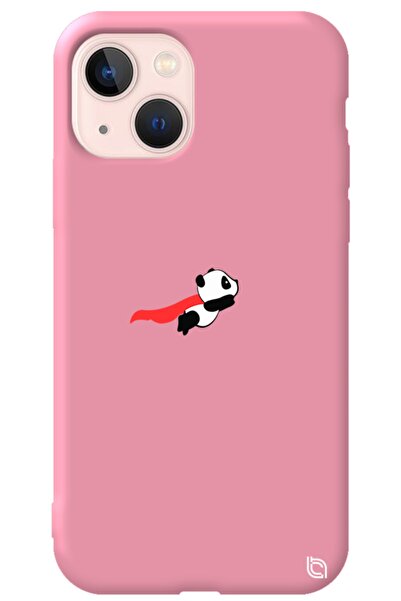 WANNA PROTECT Iphone 13 Pembe Renkli Premium Içi Kadifeli Panda Desenli Silik...