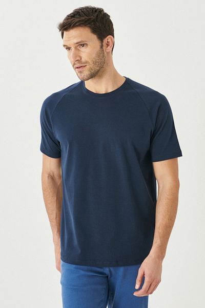 AC&Co / Altınyıldız Classics Men's Navy Blue Slim Fit Slim Fit Crew Neck Cotton Flexible T-Shirt