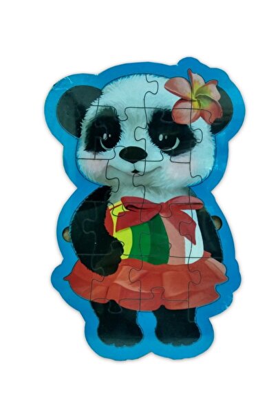 Genel Markalar Panda Şeklinde 21 Parçalı Ahşap Yapboz Puzzle