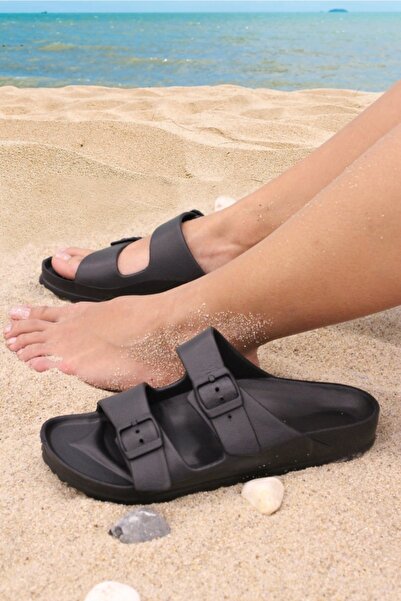 solariz شبشب شاطئ نسائي ناعم باللون الأسود