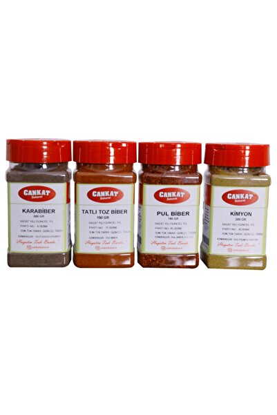 CANKAT BAHARAT Pul Biber,karabiber,tatlı Toz Biber,kimyon, 4'lü Set