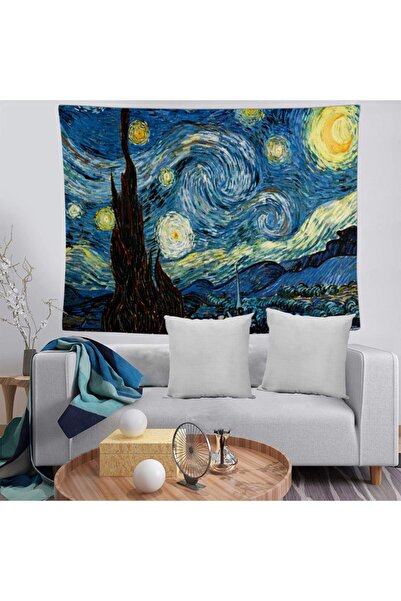 MEKTA HOME Van Gogh Yıldızlı Gece Yıkanabilir Solma Yapmaz Leke Tutmaz Duvar ...