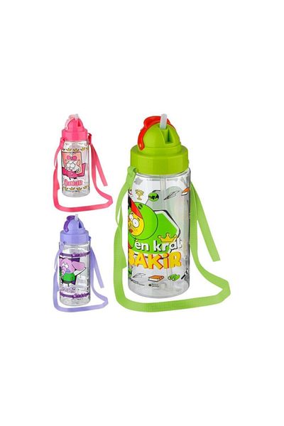 Gıpta Kral Şakir Patterned Tritan Flask with Straw 500 Cc (mixed Model 1 Piece)