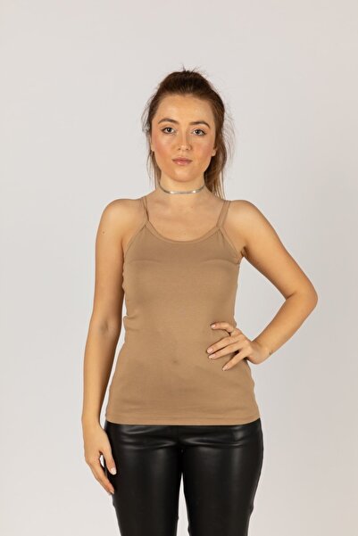 NOBLE STORE Γυναικείο χτενισμένο βαμβακερό σώμα με λεπτό λουράκι Lycra