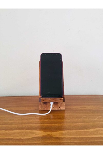 Tahta Bahçesi Ahşap Telefon Tutucu Aparatı Telefon Sabitleyici Organizer