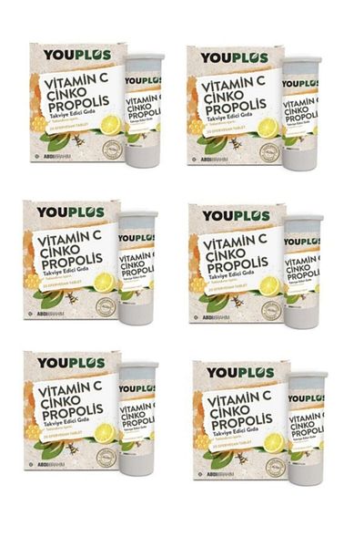 Youplus Vitamin C Zinc Propolis 20 Effervescent Tablet X6